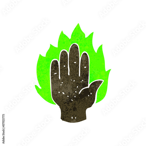 retro cartoon mystic hand symbol
