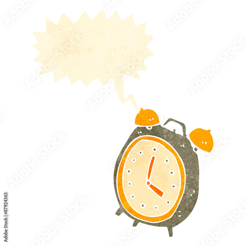 retro cartoon ringing alarm clock