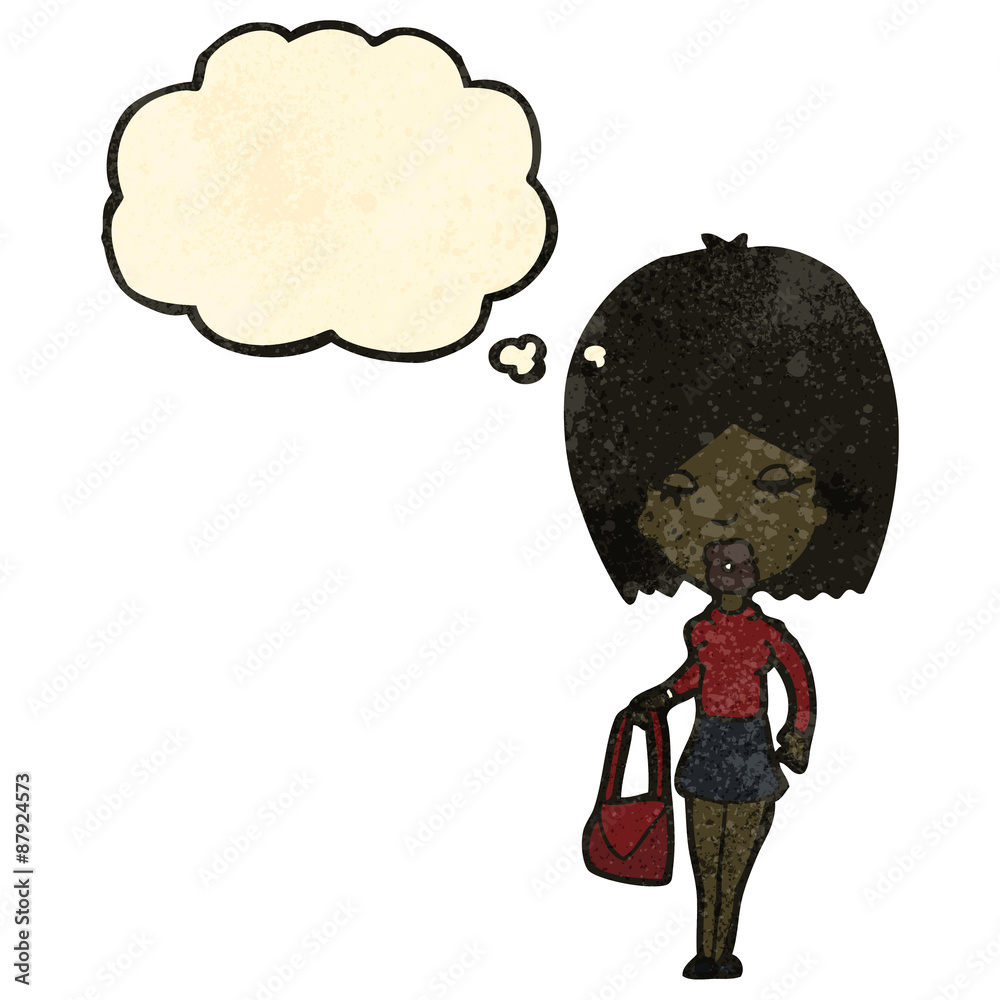 cartoon woman with thought bubble cartoon woman with thought bubble
