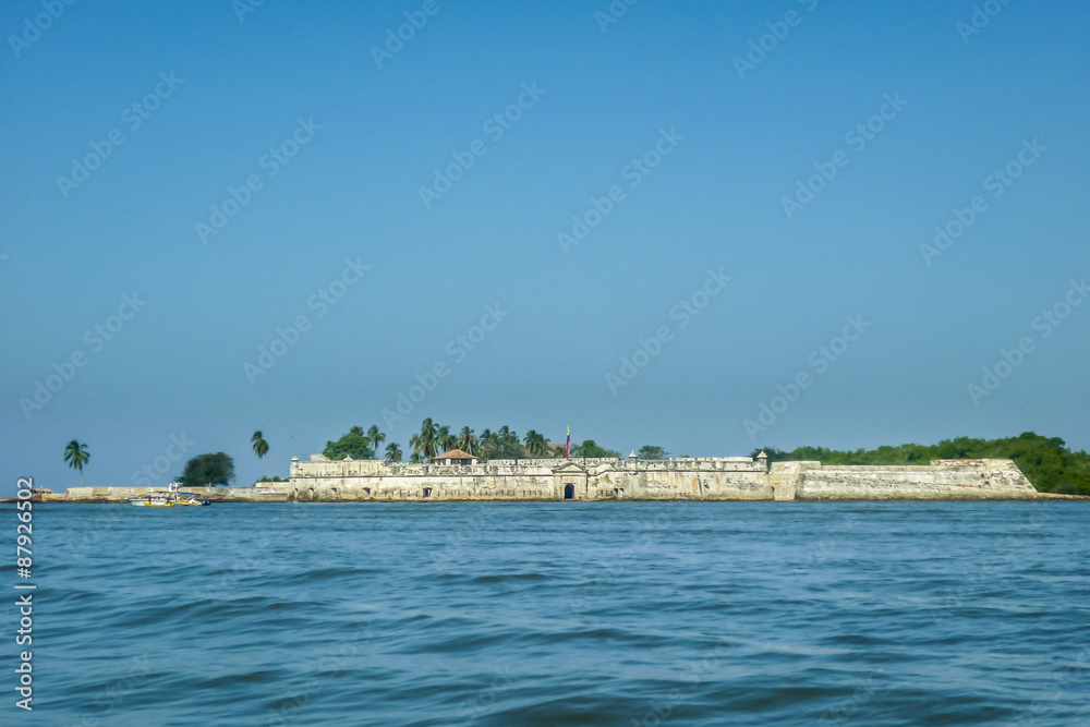 Fototapeta premium Spanish Fort in the Caribbean sea in Cartagena