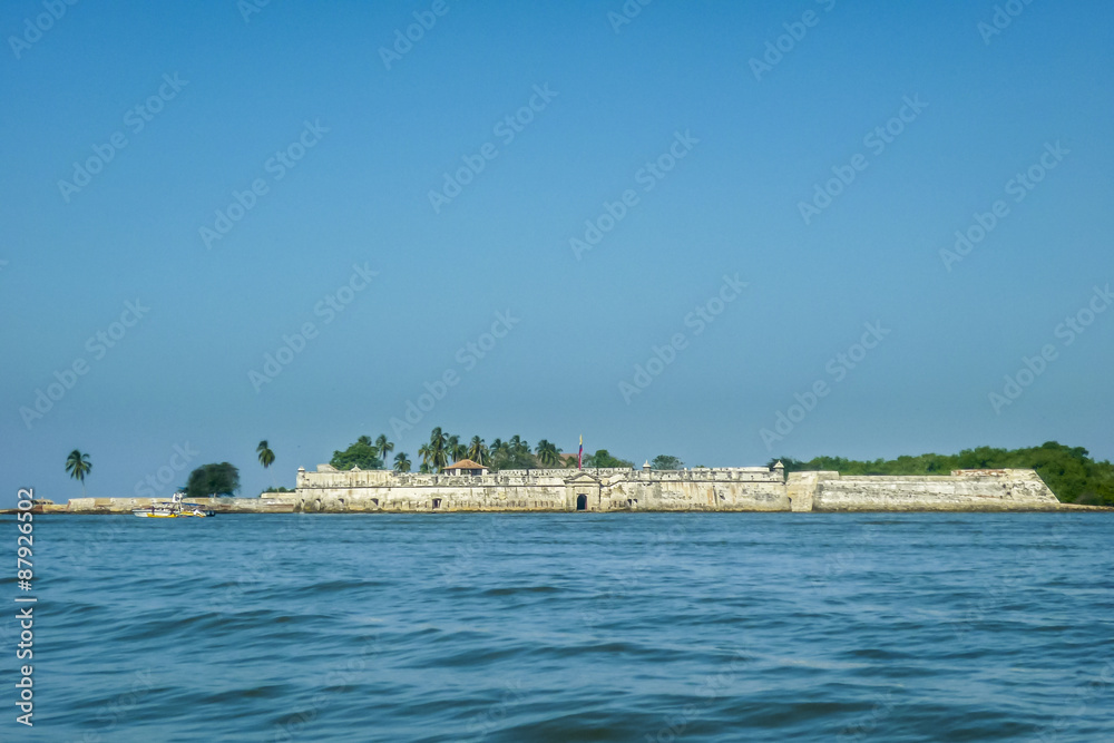 Spanish Fort in the Caribbean sea in Cartagena