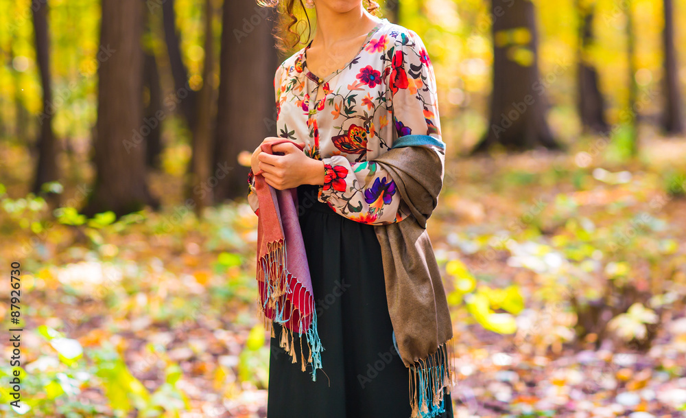 girl in autumn park with leaves girl in autumn park with leaves