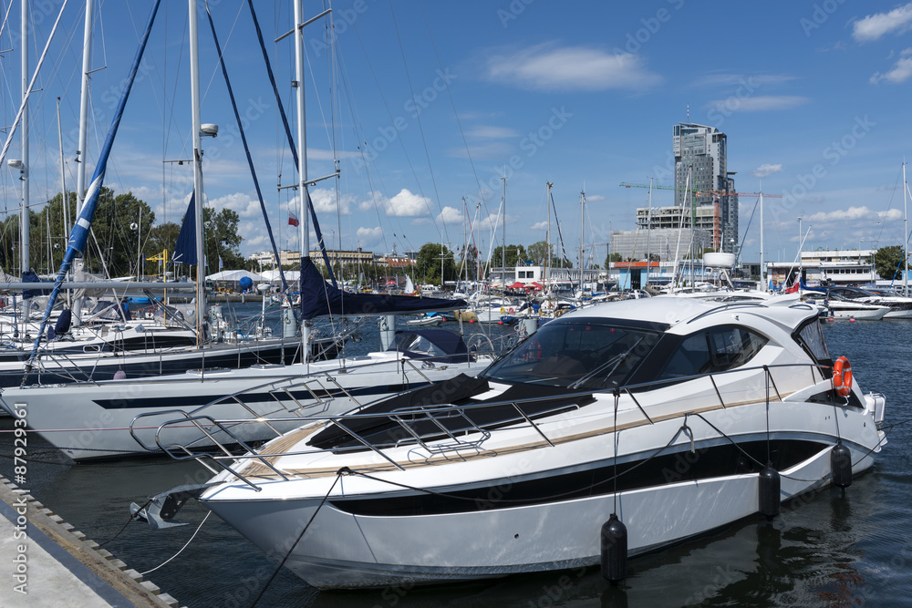Yacht boats in marina of Gdynia