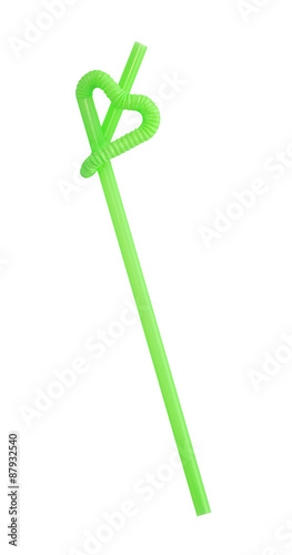 Green straws on a white background