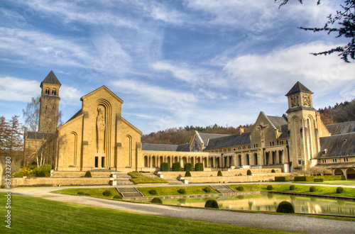 The abbey in Orval, Belgium is famous for its trappist beer, botanical garden and ruins of the former monastery 
 photo