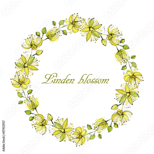 Watercolor flower round frame