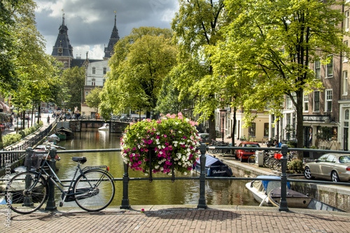 Photography A bridge with bicycles in Amsterdam, Netherlands