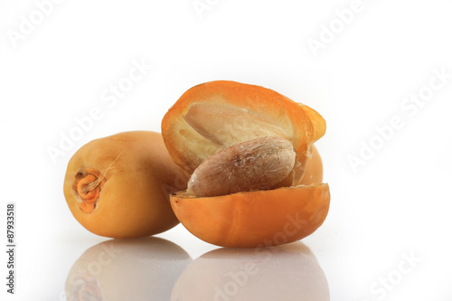 Yellow Dates fruits on white Background