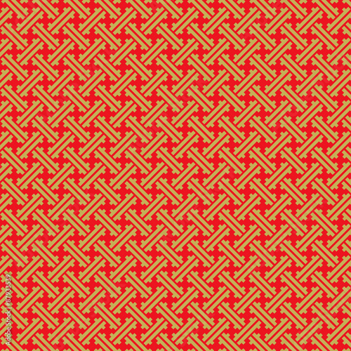 Seamless Chinese style traditional golden red geometry pattern. 