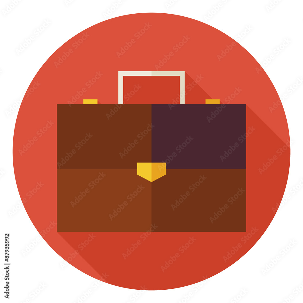 Flat Office Business Briefcase Circle Icon with Long Shadow Flat Office Business Briefcase Circle Icon with Long Shadow
