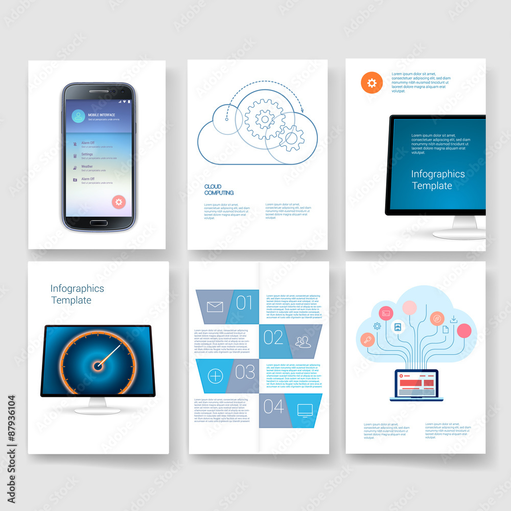 Templates. Design Set of Web, Mail, Brochures. Mobile