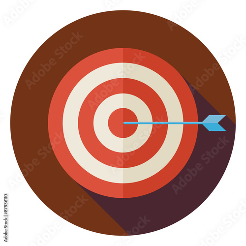 Flat Business Success Target Circle Icon with Long Shadow