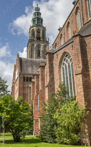 Martini church and tower in the center of Groningen