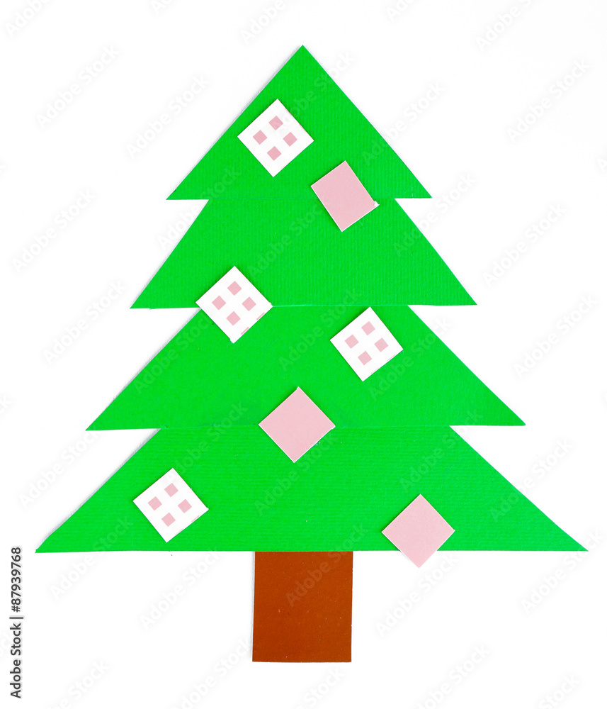 Creative paper Christmas tree on white paper sheet Creative paper Christmas tree on white paper sheet