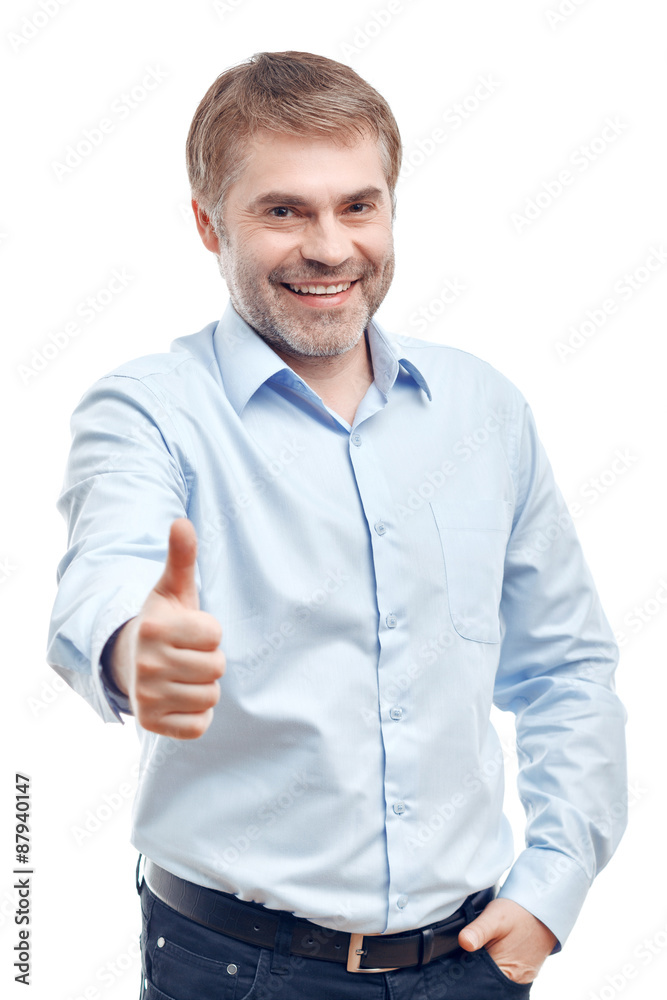 Nice positive man thumbing up Nice positive man thumbing up