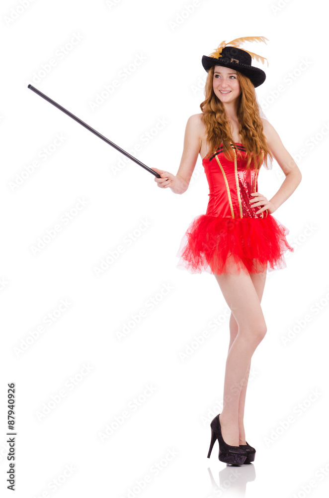 Red hair girl in carnival costume isolated on white Red hair girl in carnival costume isolated on white