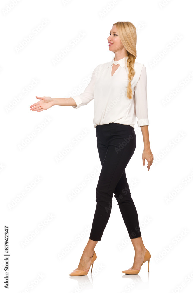 Pretty girl in office attire isolated on white Pretty girl in office attire isolated on white
