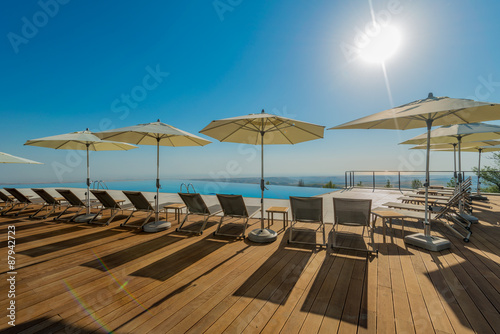 Infinity pool on the bright summer day