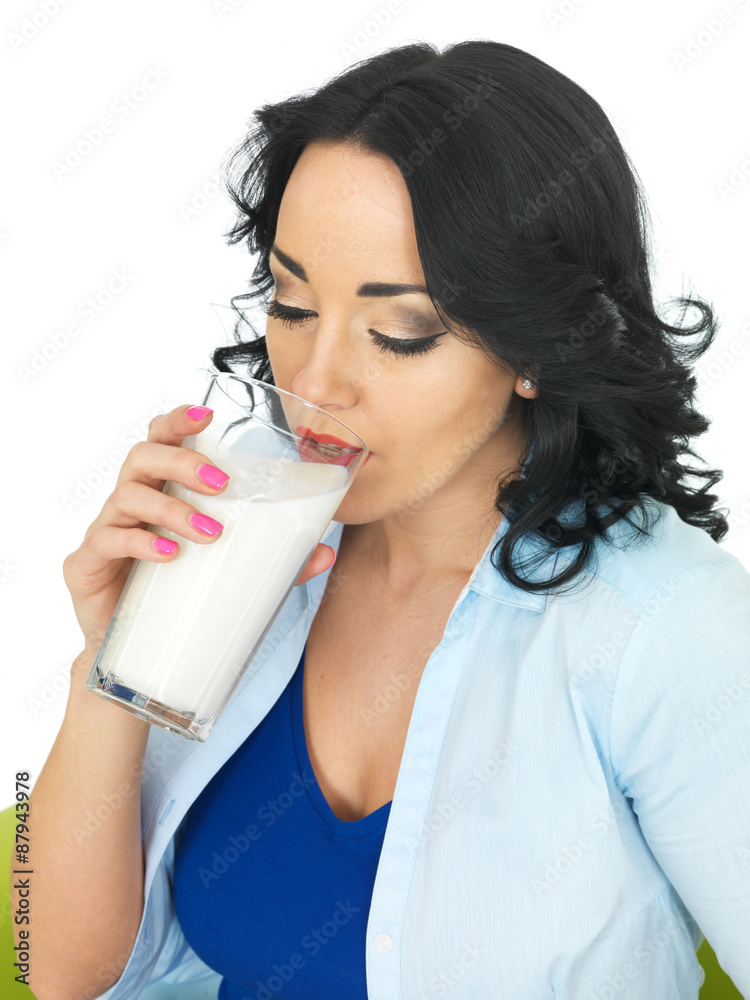 Young Woman Drinking Healthy Glass of Milk Young Woman Drinking Healthy Glass of Milk