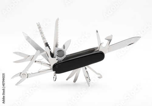 Knife multi-tool, isolated on white background photo