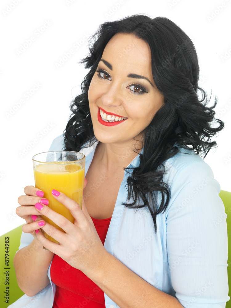 Young Woman Drinking Fresh Orange Juice Young Woman Drinking Fresh Orange Juice