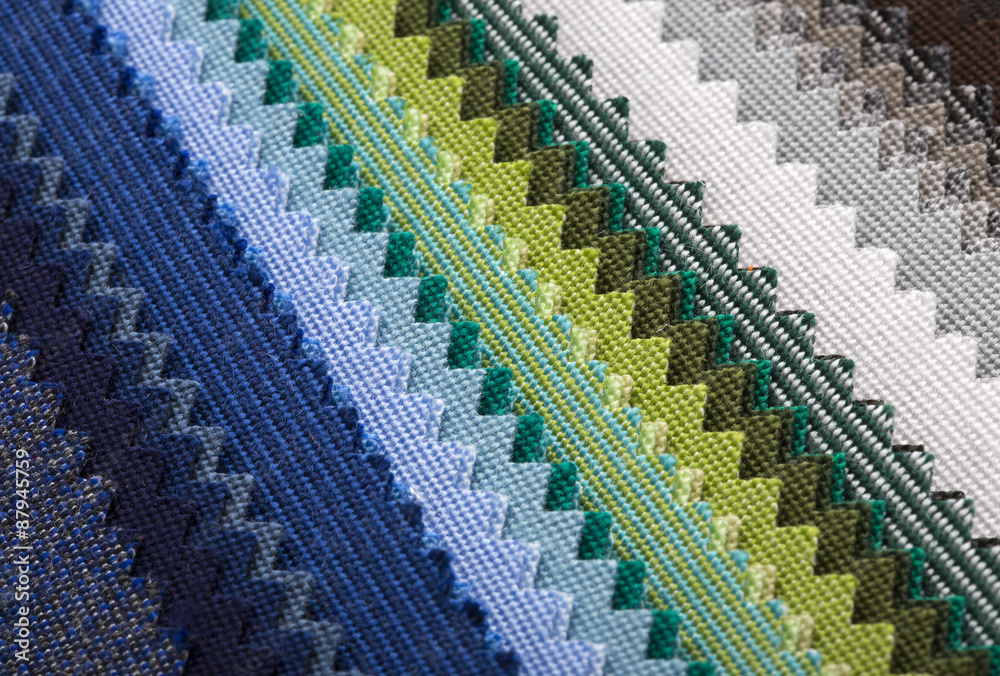 Fototapeta premium Multicolor tone of fabric sample on white background
