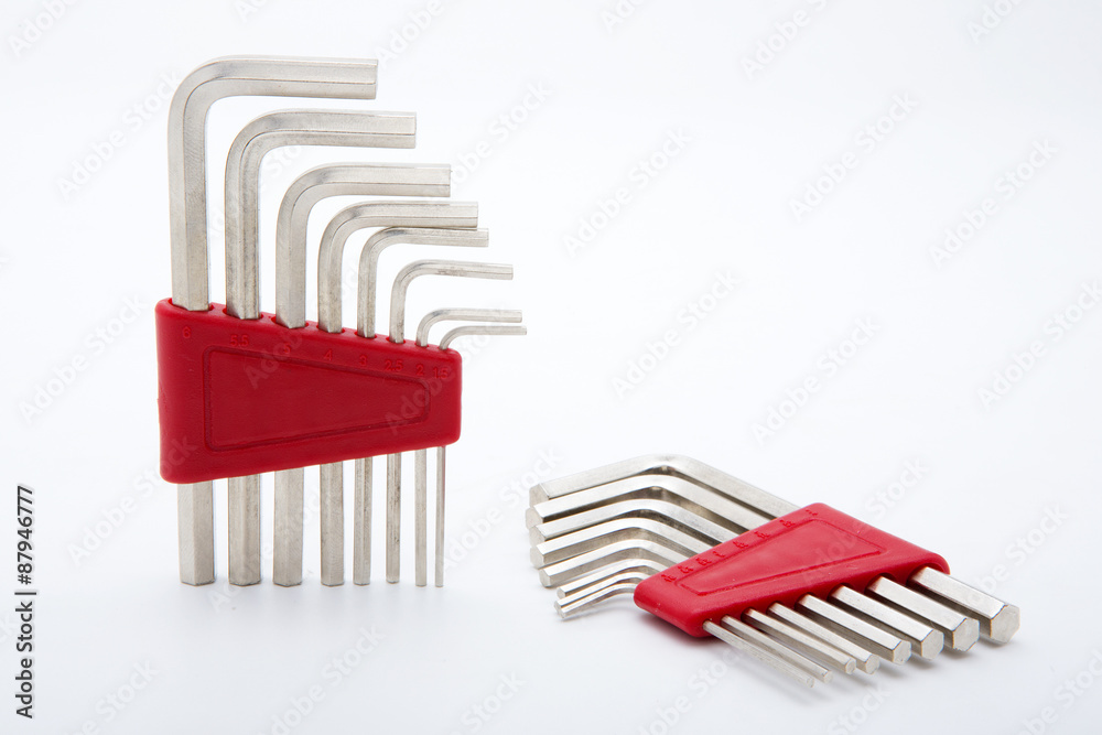 Hex keys set isolated on white background