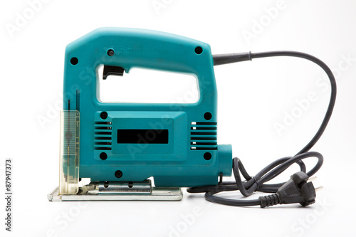 A power saw on a white background.