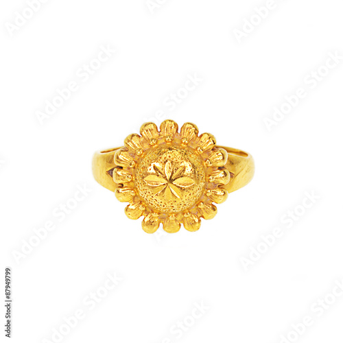 gold ring on white background, front side