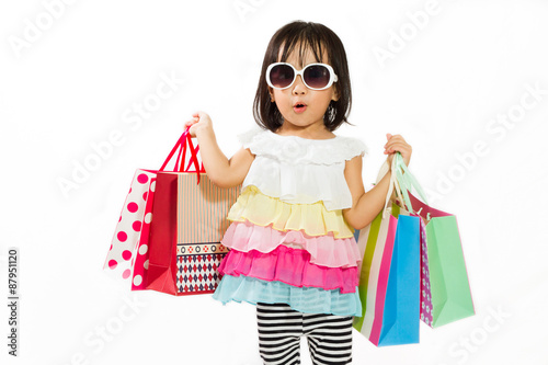 Asian Kid with shopping bag