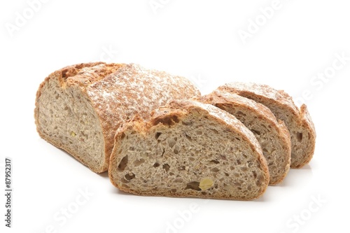 Rustic bread isolated on white background