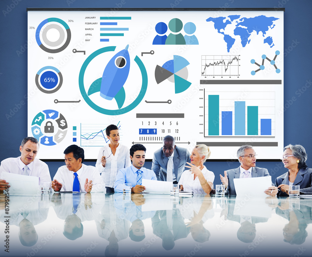 New Business Chart Innovation Teamwork Global Business Concept New Business Chart Innovation Teamwork Global Business Concept