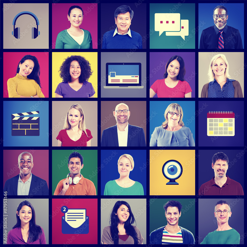 Faces Technology People Diversity Multiethnic Group Concept Faces Technology People Diversity Multiethnic Group Concept