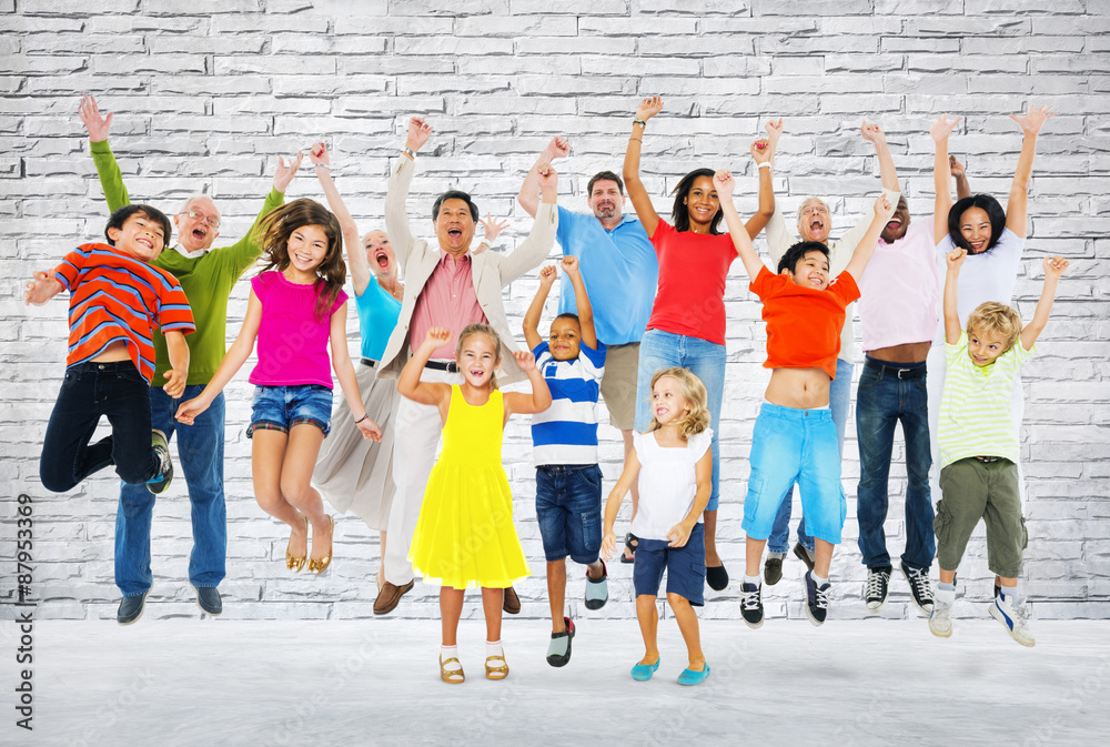 Obraz premium Children Celebration Jumping Ecstatic Happiness Concept