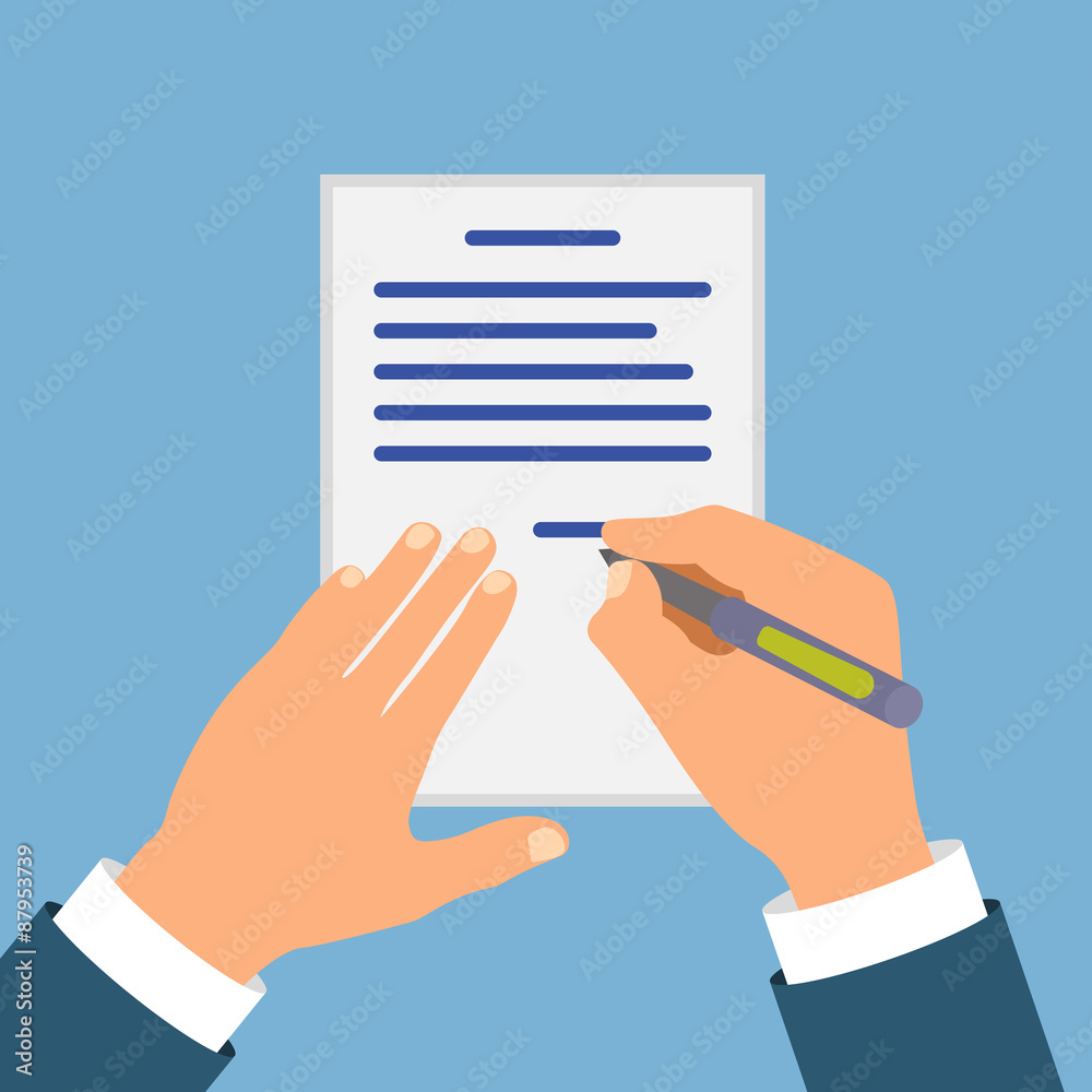 Colored Cartooned Hand Signing Contract Colored Cartooned Hand Signing Contract