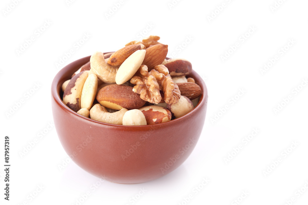 Mix nuts on white background Mix nuts on white background