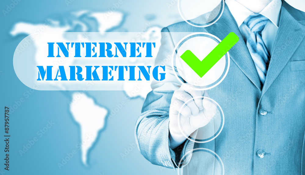 business man pressing checkbox internet marketing business man pressing checkbox internet marketing