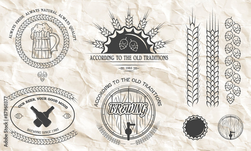 Beer emblems, labels, badges.