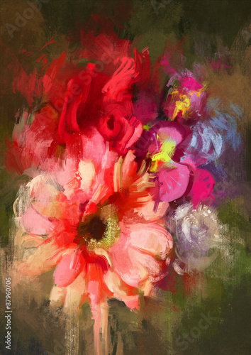 bouquet flowers in oil painting style,illustration