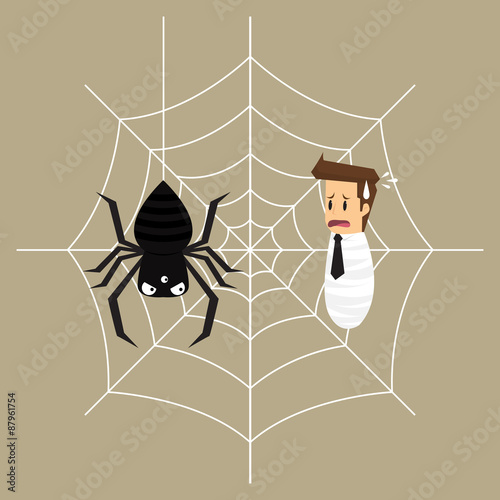 business man is trapped in the spider's web