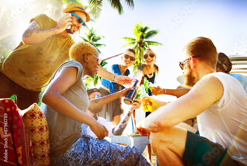 Friends Summer Beach Party Cheers Concept