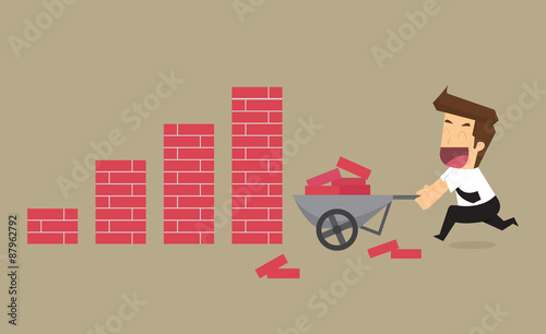 businessman who create graphs manually, making money from the bu