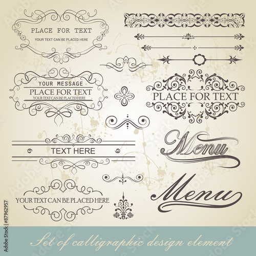 menu calligraphic design element
