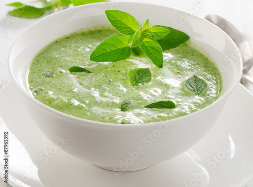 Creamy vegetable soup with fresh herbs.