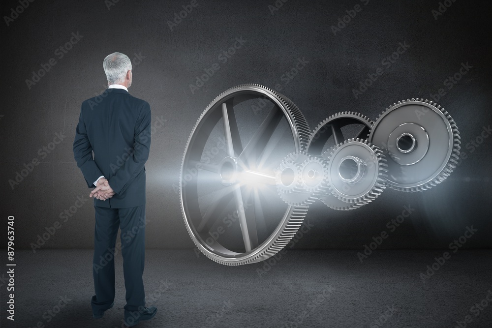 Composite image of rear view of mature businessman posing Composite image of rear view of mature businessman posing
