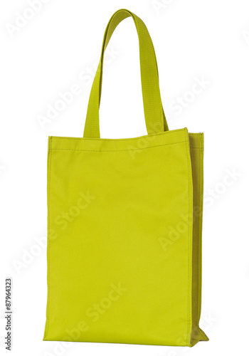 yellow shopping fabric bag isolated on white with clipping path