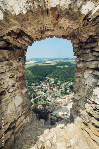 View of the village Visnove from the ruins of castle Cachtice
