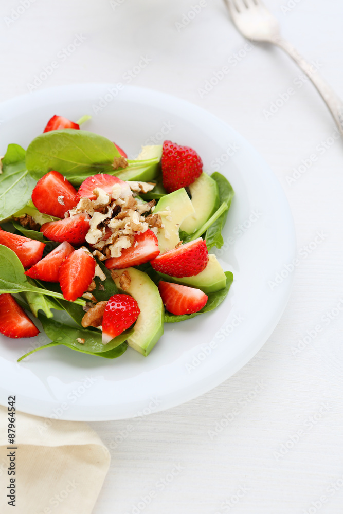 salad with strawberries and avocado