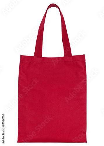 red shopping fabric bag isolated on white with clipping path