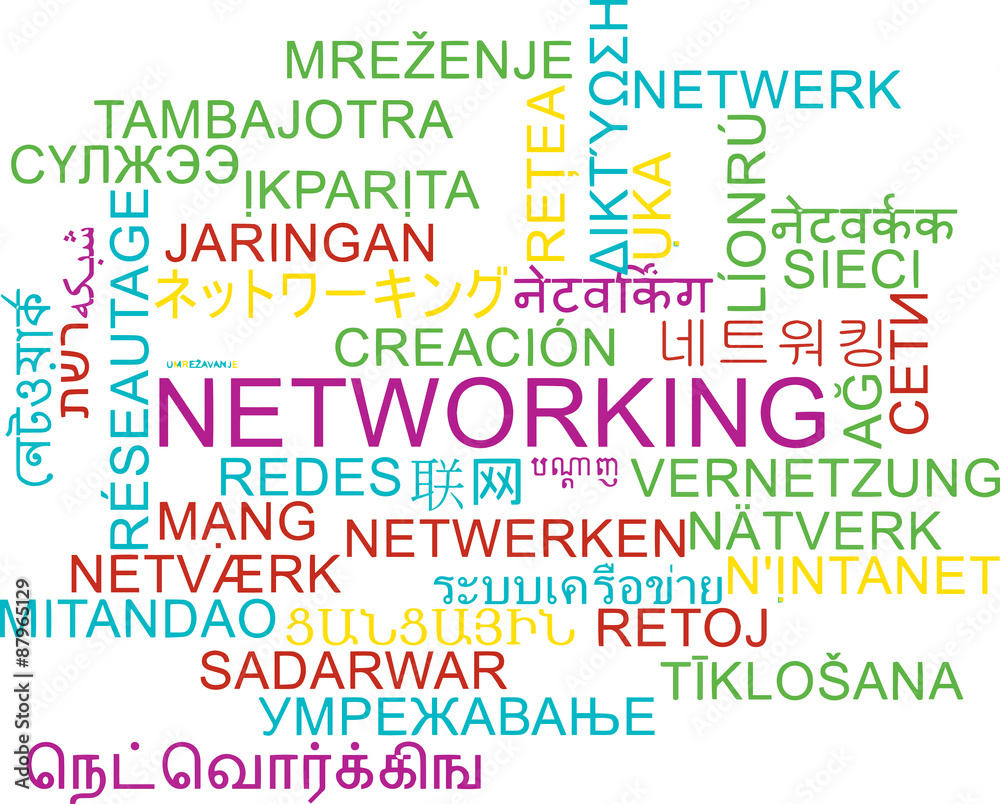 Networking multilanguage wordcloud background concept